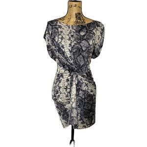 Women’s Snakeskin Print Body Control Faux Wrap Mini Dresss S